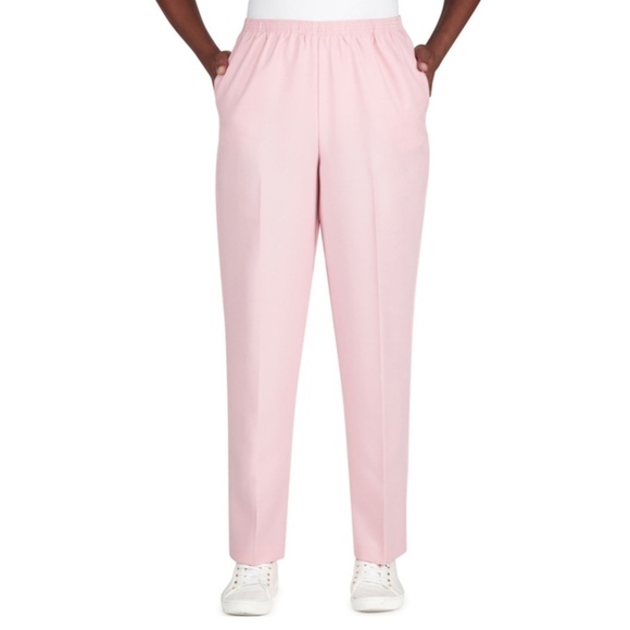 ALFRED DUNNER Pants(2) Women's Size 12 Pink Blue High Waist Faux Suede Pull-On - Picture 3 of 16